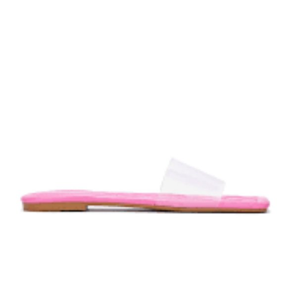 NWT CAPE ROBBIN KEKO SLIDE SANDALS PINK WITH CLEAR STRAP 5.5 & 6.5 - Picture 2 of 16